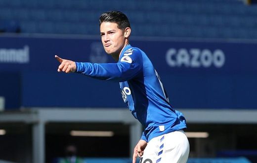 Star quality: James Rodriguez opened his Everton account in a 5-2 thrashing of West Brom