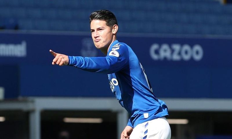Star quality: James Rodriguez opened his Everton account in a 5-2 thrashing of West Brom