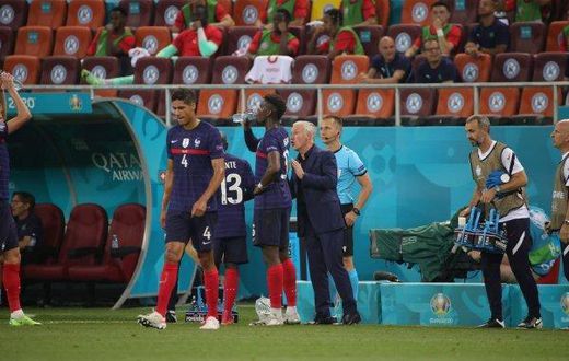 Paul Pogba et Didier Deschamps en grande discussion pendant France-Suisse