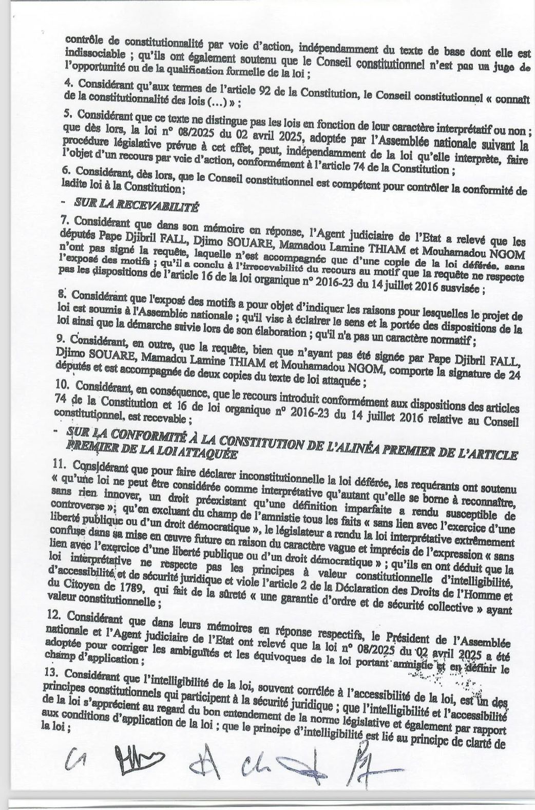 L'interprétation de la loi portant amnistie rejetée par le Conseil constitutionnel