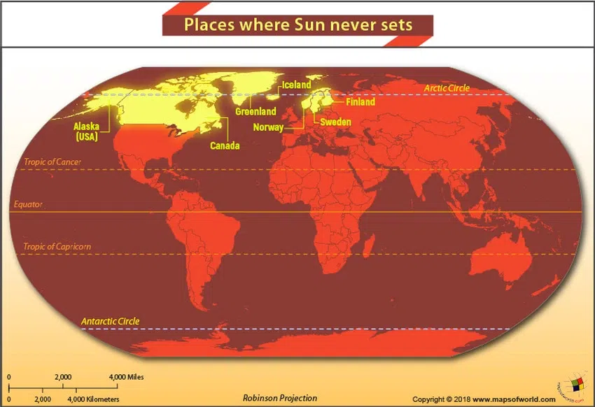 Ces endroits sur Terre où le soleil ne se couche pas...
