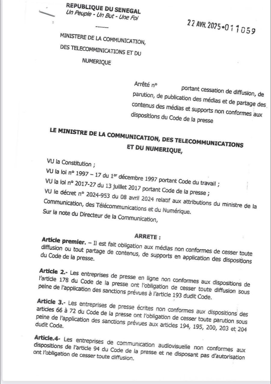 Les médias non reconnus interdits de parution et de diffusion...