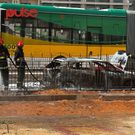 Tracé du BRT : une voiture prend feu et complètement calcinée