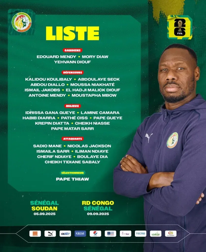 Mondial (Q') : Pape Thiaw publie sa liste, Sadio Mané de retour