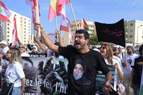 Des manifestants rassemblés à Dakar lors d'une marche pour la paix et la justice au Liban et à Gaza, le 19 octobre 2024 au Sénégal AFP SEYLLOU