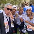 Ancelotti celebrating the La Liga triumph with his Real Madrid players