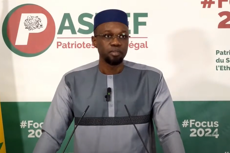 Ousmane Sonko en conférence de presse, le 19 janvier 2023