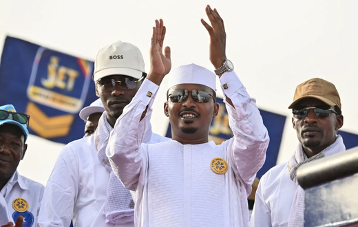 Mahamat Idriss Déby Itno, le 4 mai 2024 lors de son dernier meeting avant l’élection présidentielle au Tchad