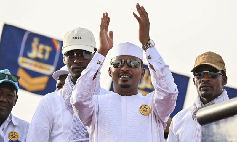 Mahamat Idriss Déby Itno, le 4 mai 2024 lors de son dernier meeting avant l’élection présidentielle au Tchad
