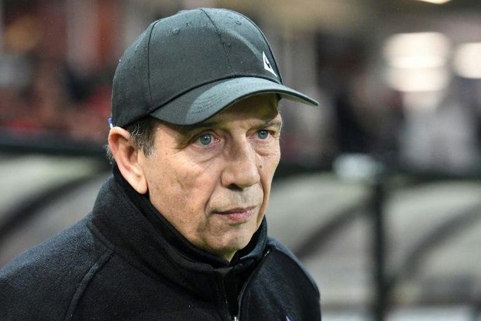 Saint-Etienne's newly named French head coach Jean-Louis Gasset attends their match against Guingamp (EAG) on December 20, 2017, at the Roudourou Stadium in Guingamp, western France