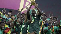 Le Sénégal est le tenant du titre de la CAN Images des joueurs lors de la remise du trophée le 6 février 2022    AP PhotoSunday Alamba
