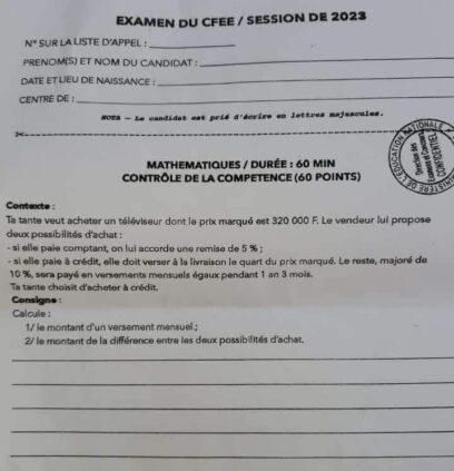 Epreuves Math