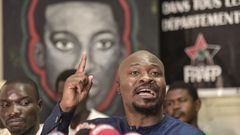 Guy Marius Sagna lors d'une conférence de presse de FRAPP - Février 2022