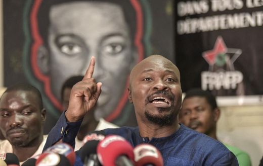 Guy Marius Sagna lors d'une conférence de presse de FRAPP - Février 2022