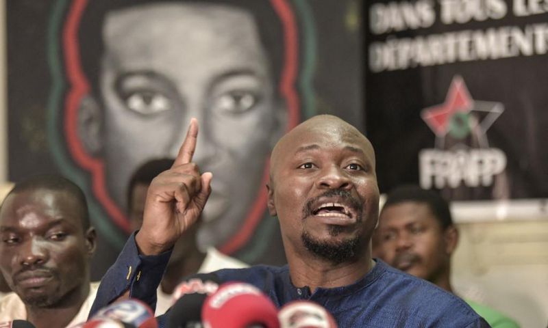 Guy Marius Sagna lors d'une conférence de presse de FRAPP - Février 2022