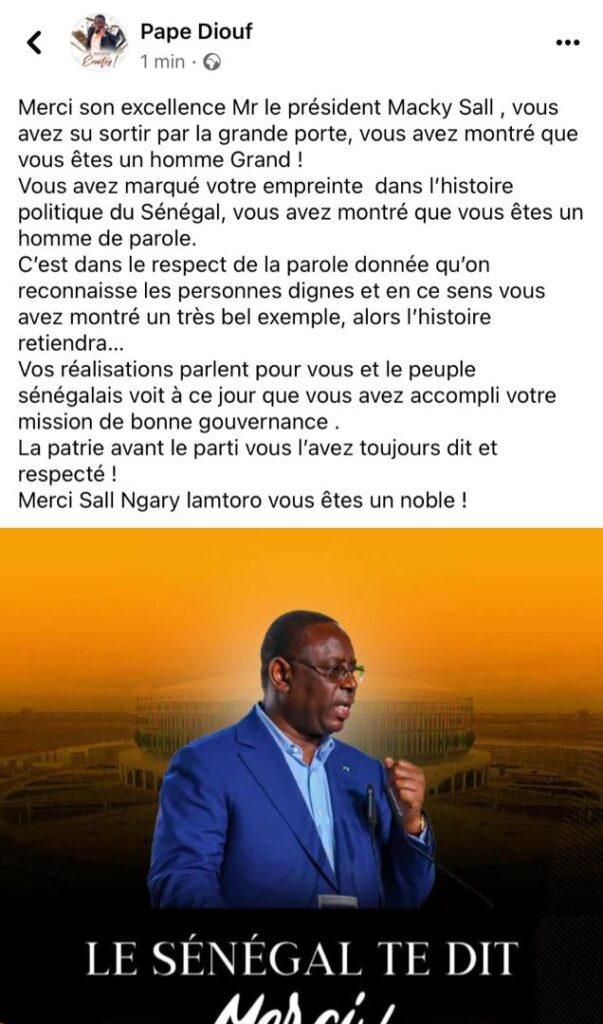 Pape Diouf message
