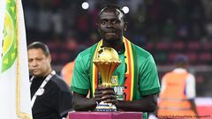 Sadio Mane with the AFCON trophy