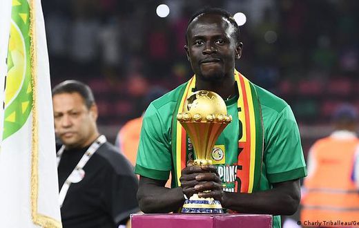 Sadio Mane with the AFCON trophy
