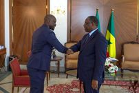 Ousmane Sonko a rencontré le président Macky Sall au palais pour échanger sur la riposte contre la pandémie de Covid-19, le 24 mars 2021.