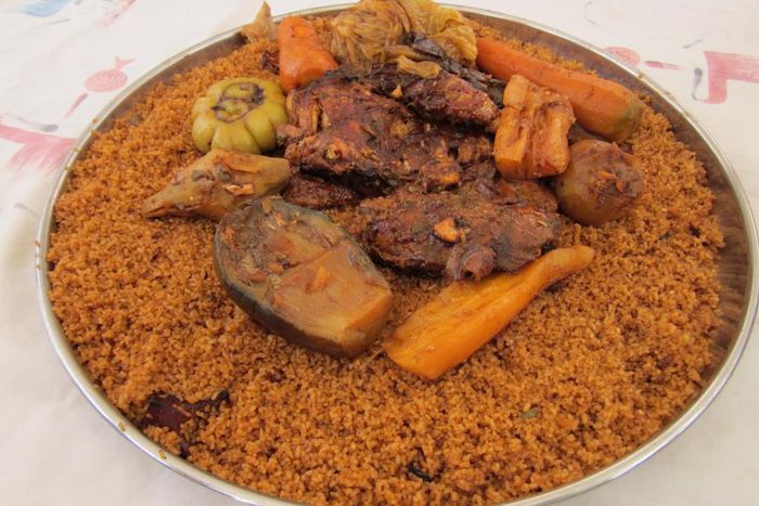 Jollof rice (called Ceebu jën in Senegal according to the Wolof spelling)
