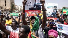 Manifestation, le 24 février 2024 à Dakar, pour obtenir du chef de l'Etat qu'il organise la présidentielle avant l'expiration officielle de son mandat le 2 avril