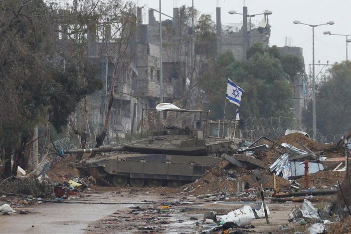 An Israeli tank near Gaza City on November 27.REUTERS/Ibraheem Abu Mustafa