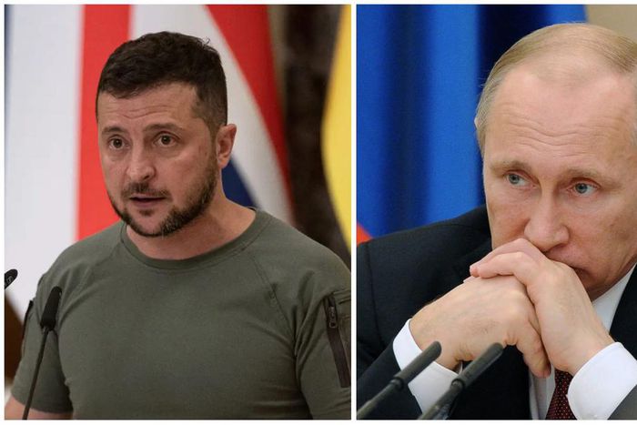 Volodymyr Zelenskyy (L) and Vladimir Putin (R).Alexey Furman/Getty Images, Mikhail Klimentyev/RIA