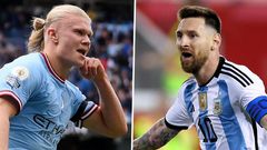 Messi (droite) et Haaland / Goal.com