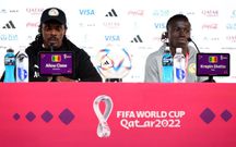 Krépin Diatta et Aliou Cissé en conférence de presse d'avant-match Sénégal vs Hollande