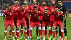 Les joueurs de la Tunisie posent pour une photo de groupe avant le match amical contre le Brésil au Parc des Princes à Paris, le 27 septembre 2022.  [FRANCK FIFE / AFP]