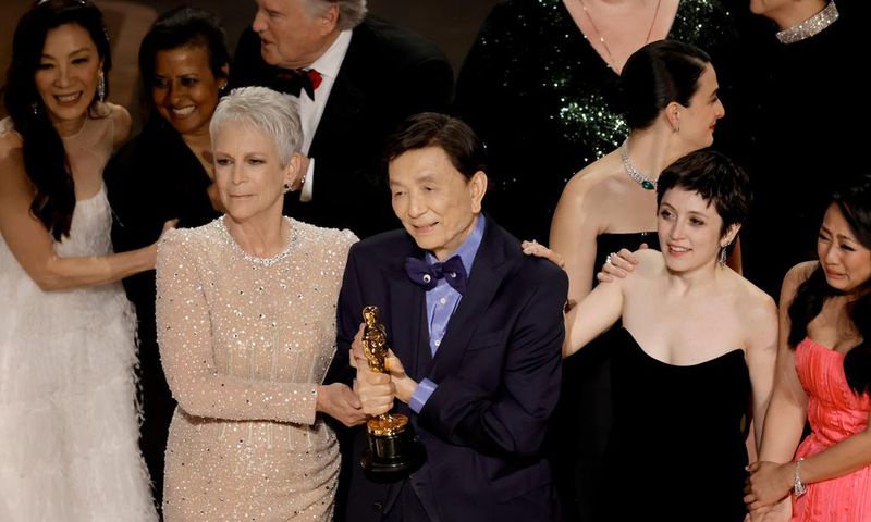The cast of "Everything Everywhere All at Once" celebrates its Oscars win.Variety/Getty Images
