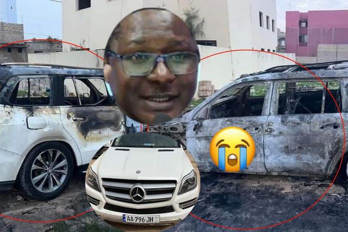 Voiture de Bara Ndiaye calcinée