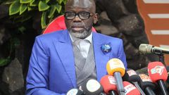 Cheikh Yérim Seck en conférence de presse le 18 février 2023
