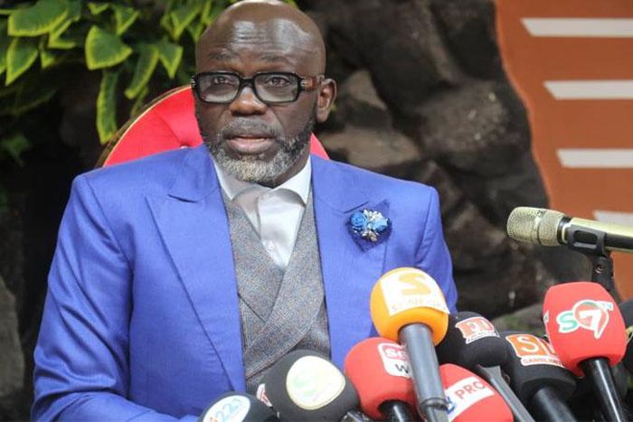 Cheikh Yérim Seck en conférence de presse le 18 février 2023