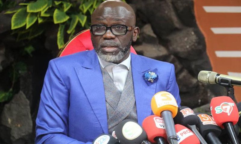 Cheikh Yérim Seck en conférence de presse le 18 février 2023