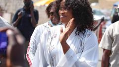 Adji Sarr accueillie en star au Palais de justice de Dakar, le 14 avril 2022