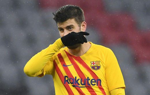 Gerard Pique reacts during Barcelona's 3-0 loss away at Bayern Munich in the Champions League on Wednesday.