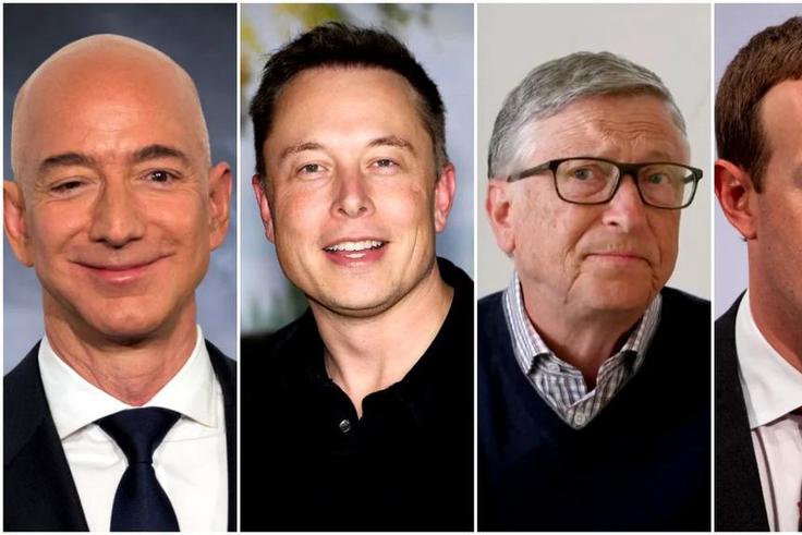 De droite à gauche : Jeff Bezos, Elon Musk, Bill Gates et Mark Zuckerberg /Business AM