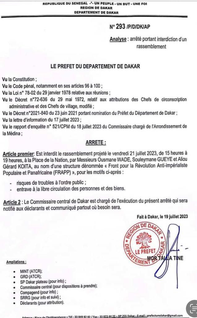COMMUNIQUE PREFET