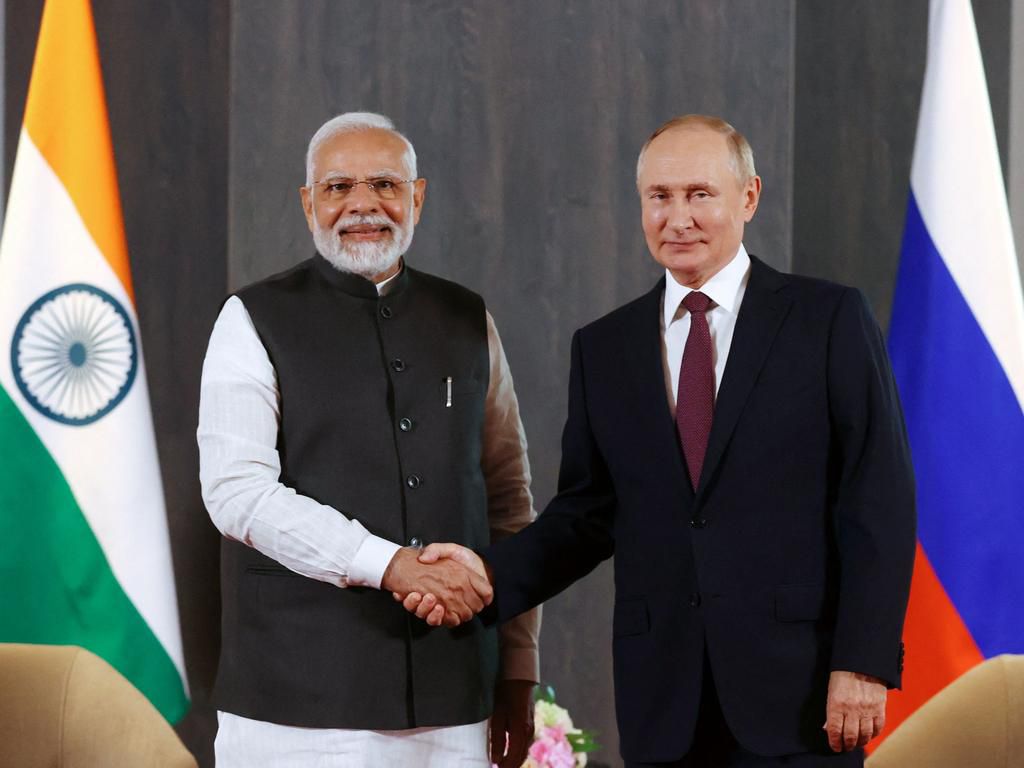 Le président russe Vladimir Poutine rencontre le Premier ministre indien Narendra Modi en Inde en septembre 2022. ALEXANDR DEMYANCHUK/SPUTNIK/AFP via Getty Images