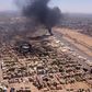This image taken from AFPTV video footage on April 20, 2023, shows black smoke rising above the Khartoum International Airport amid ongoing fighting in Sudan.AFP via Getty Images