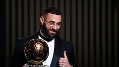 Karim Benzema élu Ballon d'Or de l'année 2022 à Paris, le 17 octobre 2022 AFP
