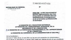 Arrêté fixant la baisse des frais de scolarité