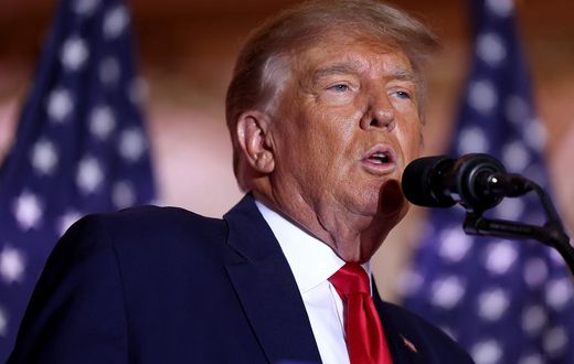 Former President Donald Trump speaks at his Mar-a-Lago club in Palm Beach, Fla., on November 15, 2022.Joe Raedle/Getty Images
