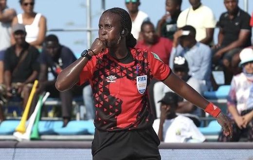 Cynthia Ishimwe, lors de la rencontre de la Coupe d'Afrique des Nations de Beach Soccer Mozambique 2022 entre le Sénégal et Madagascar à Vilankulo le lundi 24 octobre 2022. Source : CAF.