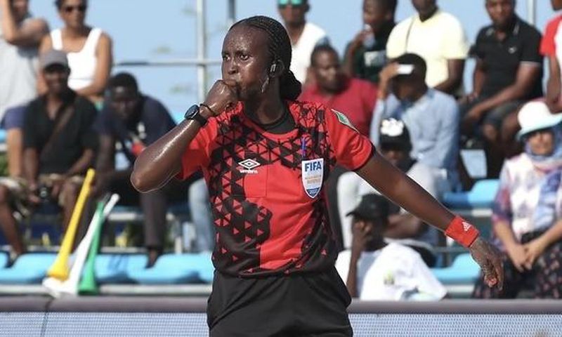 Cynthia Ishimwe, lors de la rencontre de la Coupe d'Afrique des Nations de Beach Soccer Mozambique 2022 entre le Sénégal et Madagascar à Vilankulo le lundi 24 octobre 2022. Source : CAF.