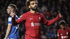 Mohamed Salah celebrates hattrick against Rangers