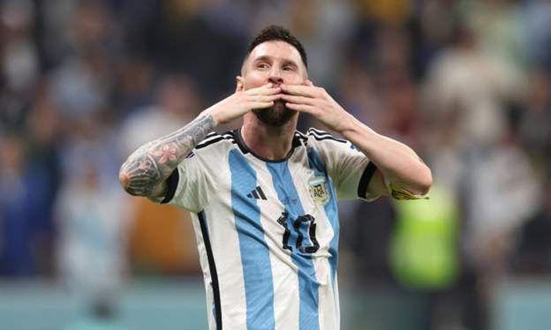 Lionel Messi blows a kiss to the Argentina fans after yet another stunning performance