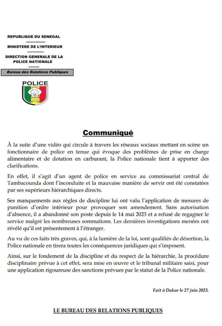 communiqué Police