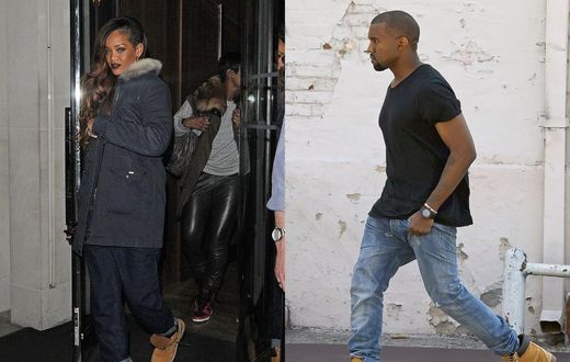 Rihanna and Kanye West wearing Timberlands